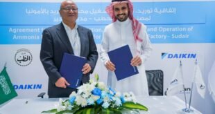 Daikin Air Conditioning Saudi Arabia (“Daikin”), a leading manufacturer of Air Conditioning, Heating, Ventilation, & Refrigeration solutions announces its agreement signed with Al-Hatab Bakery Factory 2 in Sudair Industrial Area, Saudi Arabia. Al Hatab Bakery’s strategic expansion to implement climate-friendly refrigeration solutions in its business model is in line with Daikin’s agenda to support its partners and customers in adopting advanced and sustainable cooling solutions. The agreement was signed by Mr. Ammar Al Daajan, Vice President of Al-Hatab Bakery, and Mr. Shinji Jodo, Managing Director of Daikin Saudi Arabia. It consists of supplying, installing, and commissioning 11 Daikin Zanotti Ammonia compressors, 150 coolers, and 6 Evaporative Condensers along with all other plant room equipment on a turnkey basis. Al-Hatab Bakery, a part of the Al Daajan Group of Companies is a leading bakery in Saudi Arabia with a strong passion for baking that has emerged to provide its customers with a wide variety of freshly baked goods and gourmet specialties with a diverse line of fresh breads, decadent sweets, delicate pastries, juice, salads, and sandwiches.  Mr. Hany Elbegawi, Executive Manager of Al Daajan for Construction Co. Ltd. said “Our relationship with Daikin started from Al-Hatab Bakery Factory - Sudair 1, where Daikin supplied the complete HVAC solution. For our second factory, we wanted an efficient, reliable, durable, and environmentally friendly solution for our refrigeration plant. Daikin has played a crucial role from the early stages of the factory’s establishment and was able to meet our requirements, by providing our consultants with the technical information needed promptly. We are confident that Daikin will deliver on their commitments as they usually do." Commenting on the occasion, Mr. Shinji Jodo, Managing Director of Daikin Saudi Arabia said, “We are honored that Daikin has been selected as a partner for Al- Hatab Bakery Factory 2 in Saudi Arabia. Our state-of-the-art refrigeration solutions will enable Al-Hatab Bakery to improve operations and achieve energy efficiency. Al Hatab Bakery is our long-standing trusted partner, and we are looking forward to achieving another milestone together.” “With this agreement, Daikin has reiterated its leadership in the HVAC & Refrigeration Industry in Saudi Arabia, and its efforts to fuel sustainable solutions to the Kingdom’s growing business landscape, an important milestone towards local commitment to the realization of Vision 2030 goals,” Mr. Shinji added. Daikin has over 100 years of experience as a comprehensive manufacturer, the company offers a ‘total solution’ that combines refrigeration, heating, air conditioning, and air handling systems to meet the strict demands of the food industry and deliver lower running costs. Daikin provides a diverse product line-up for all aspects of the entire cold chain that covers food production and processing, transportation, storage warehouses, and stores. About Daikin Daikin Industries is the global leader in developing and manufacturing advanced, high-quality air conditioning, heating, ventilation, and refrigeration products (HVAC-R) and solutions for residential, commercial, and industrial applications. Founded in Japan in 1924, the company strives to combine expertise and experience to create new innovative technologies by anticipating the future requirements of customers and society. Daikin has evolved over nearly 100 years to employ 96,000 people with 117 production bases and operations in more than 170 countries worldwide. Daikin Saudi Arabia promotes and provides aftermarket support for a full range of air conditioning equipment and systems in the Kingdom, with the HQ in Riyadh, 2 branches in Dammam and Jeddah, and the new factory in Sudair Industrial City.